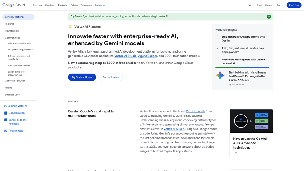 google-cloud-vertex-ai-homepage-screenshot Google Vertex AI console showing ML model deployment tools