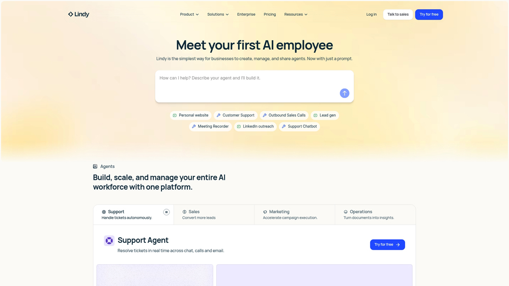 lindy-homepage-screenshot Lindy AI assistant interface managing calendar and tasks