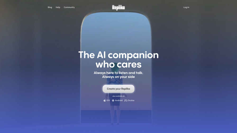 luka-replika-homepage-screenshot Replika AI app interface showing 3D avatar interaction
