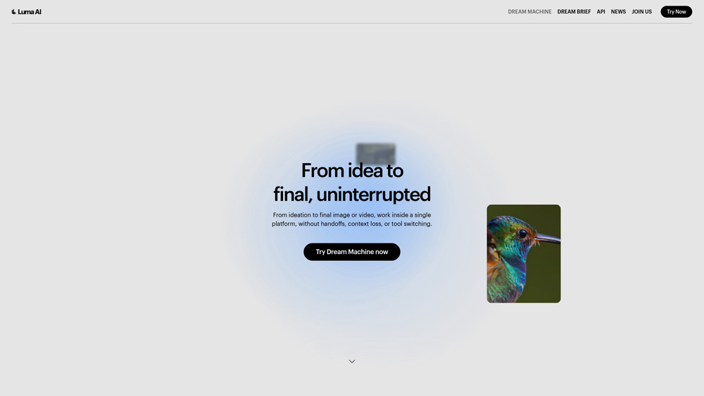 luma-dream-machine-homepage-screenshot Luma Dream Machine showing high-quality AI video generation