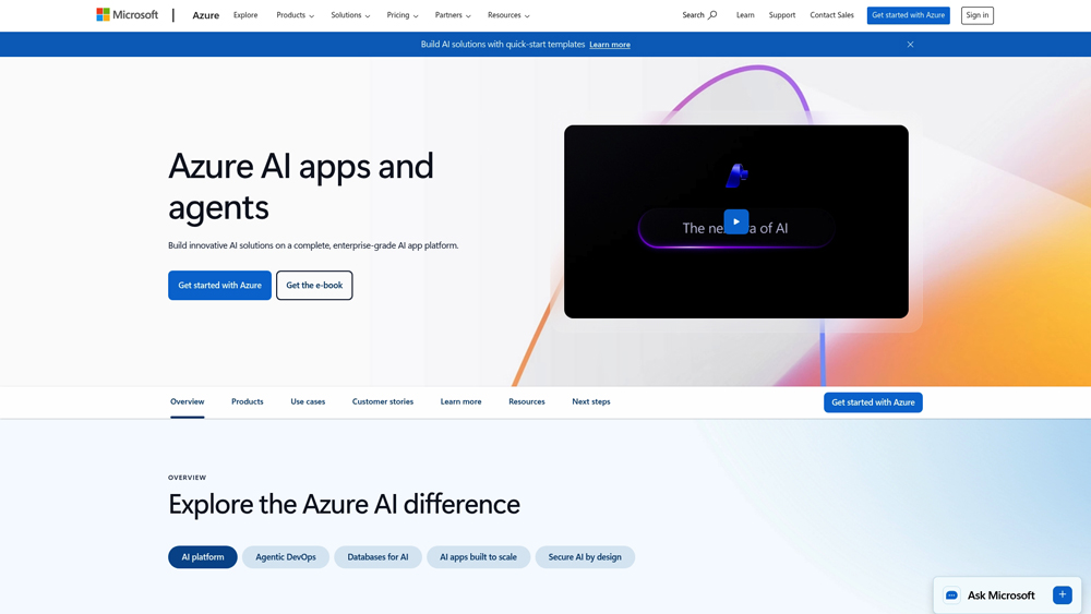Azure AI Studio showing generative AI development platform