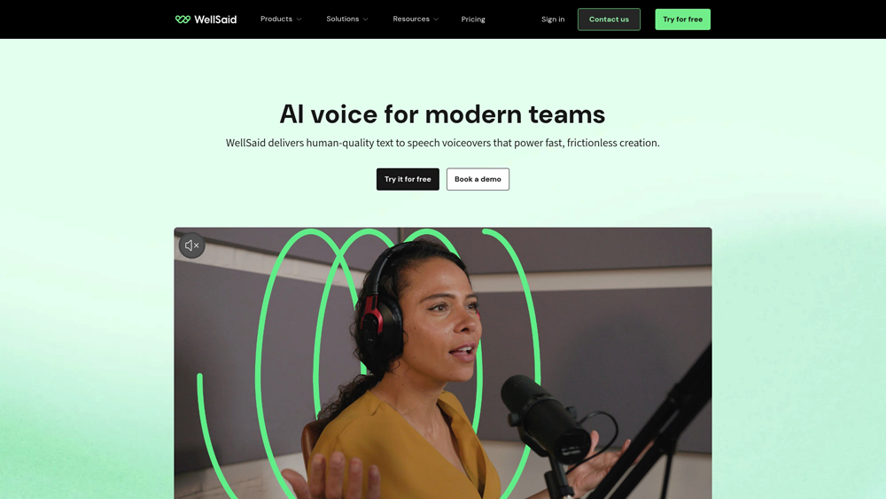 WellSaid Labs studio dashboard for enterprise AI voice